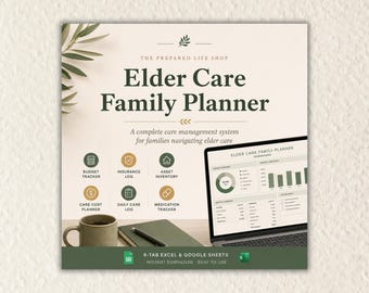Elder Care Financial Planner | Aging Parent Budget, Insurance Log, Asset Tracker | Excel & Google Sheets | Instant Download