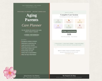 Aging Parents Care Planner | Elder Care Organizer, Legal, Financial & Medical Guide | Printable PDF | Instant Download