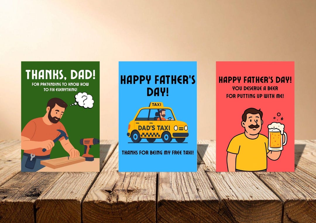 Funny Father's Day Card Set | Cheeky Dad Printable (digital Download