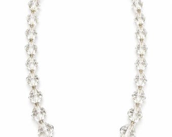 Vintage Crystal Bead Necklace Gold Filled Clasp Elegant Faceted Statement Necklace
