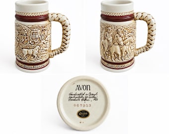 Vintage Avon Collectible Beer Stein Lot of 4 Handcrafted in Brazil 1982–1983 Wildlife, Western, Nautical