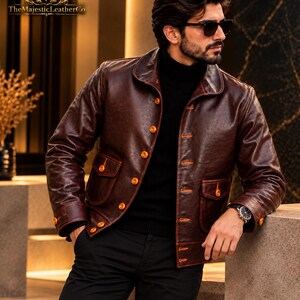 Classic men’s jacket made from cowhide with a deep brown finish, vintage-inspired silhouette, button closure and refined details suited to casual and heritage-style wardrobes.
#MensJacket #CowhideJacket #VintageMenswear #MensStyle #BrownStyle #ClassicMenswear #MensFashion #RetroWear #Cowhide #MensOuterwear #ClassicStyle #MensClothing #VintageWear #GiftForMen #MensGift #MensApparel #RetroStyle #HeritageWear #TimelessStyle #JacketStyle