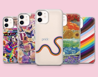 Funda Pide para teléfono con diseño de arcoíris para iPhone 17, 16 Pro, 15, 14, 13, 12, Samsung S26, S25, S24, S23, A16, A56, A57, Pixel 10 Pro junio