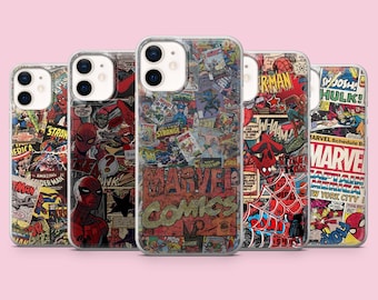 Funda para teléfono Spider-Man con diseño de collage de Marvel para iPhone 17, 16 Pro, 15, 14, 13, 12, Samsung S26, S25, S24, S23, A16, A56, A57, Pixel 10 Pro