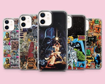 Capa de celular Star Wars vintage com Darth Vader para iPhone 17, 16 Pro, 15, 14, 13, 12, Samsung S26, S25, S24, S23, A16, A56, A57, Pixel 10 Pro