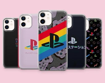 Funda para teléfono estilo gamer con diseño retro de PlayStation para iPhone 17, 16 Pro, 15, 14, 13, 12, Samsung S26, S25, S24, S23, A16, A56, A57, Pixel 10 Pro con logo.
