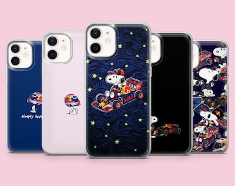Funda para teléfono Snoopy F1 Red Bull Racing para iPhone 17, 16 Pro, 15, 14, 13, 12, Samsung S26, S25, S24, S23, A16, A56, A57, Pixel 10 Pro rosa