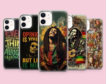 Funda para teléfono Bob Marley Reggae Positive Cover para iPhone 17 16 15 14 13 Samsung S26Ultra S25 S24 S23FE A56 A17 A16 Pixel 10a 9Pro verde