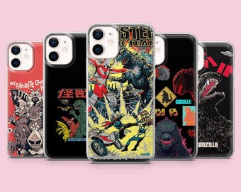 Funda para teléfono Godzilla Retro Kaiju para iPhone 17 16 15 14 13 Samsung S26Ultra S25 S24 S23FE A56 A17 A16 Pixel 10a 9Pro negra