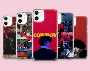 Funda para teléfono Cowboy Bepbop, estilo anime retro, para iPhone 17 16 15 14 13, Samsung S26 Ultra, S25, S24, S23 FE, A56, A17, A16, Pixel 10a y 9 Pro (rojo).