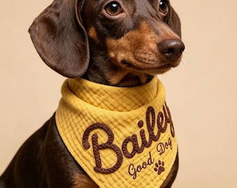 Custom Embroidered Dog Bandana, 100% Cotton Personalized Pet Scarf, Custom Name Puppy Accessories, Dog Mom Gift