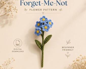 Forget Me Not Crochet Pattern PDF | Blue Flower Bouquet Tutorial | Keepsake Memorial Gift | Tiny Wildflower Applique Project