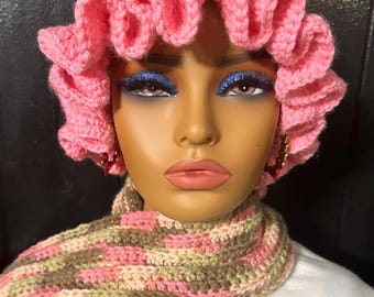 Gorro de ganchillo hecho a mano con volantes (solo el gorro)