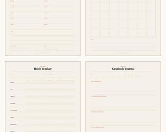 Paquete de inicio para la productividad / Paquete de 4 imprimibles / Diario, semanal, hábitos y gratitud