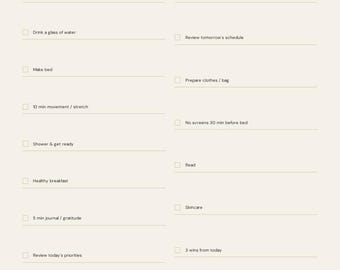 Lista de verificación de rutina matutina y vespertina / Rutina diaria imprimible / Descarga instantánea