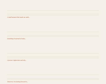 Diario de gratitud imprimible / Página diaria de gratitud / Descarga instantánea