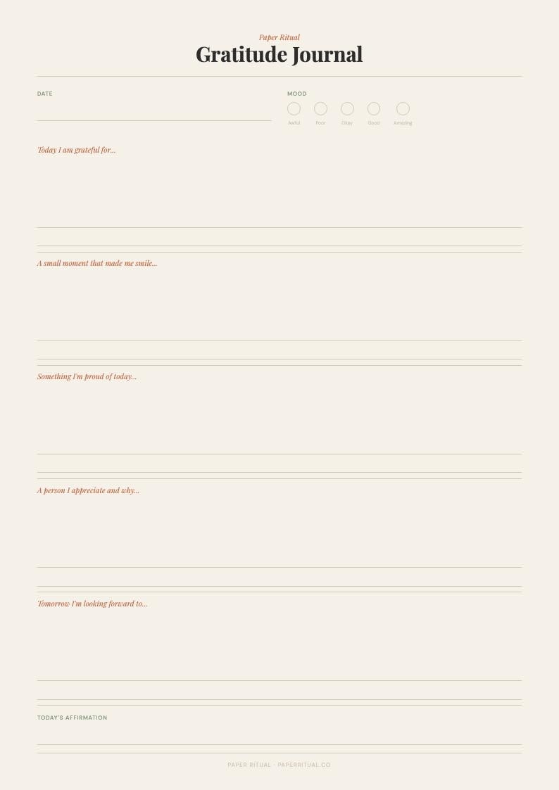 Gratitude Journal Printable | Daily Gratitude Page | Instant Download ...