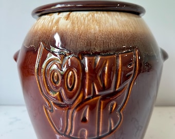 Vintage 1960s-1970s McCoy Brown Drip Glaze Pottery Cookie Jar