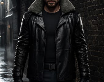 Abrigo de cuero negro para hombre / Chaqueta de cuero Leon Kennedy Requiem / Abrigo negro para cosplay de Resident Evil RE9 / Chaqueta de cuero cruzada
