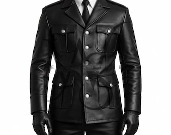 Giacca militare in vera pelle da uomo / Cappotto in pelle di mucca in stile ufficiale vintage / Cappotto in pelle militare RAF / Giacca in pelle classica
