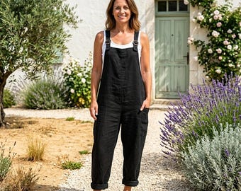 Women’s Summer Overalls, Casual Sleeveless Jumpsuit, Loose Fit Dungarees for Women, Everyday Relaxed Romper Outfit