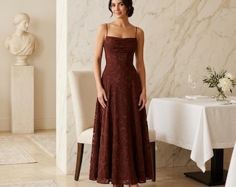 Women’s Floral Embroidered Maxi Dress, Elegant Backless Strap Evening Dress, French Style Summer Party Gown, Wedding Guest Dress