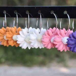 Colorful polymer clay earrings handmade, floral earrings lightweight, boho statement earrings, unique gift for her