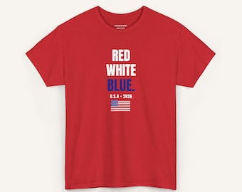Röd vit blå USA-tröja, amerikansk flagga-tröja, patriotisk grafisk t-shirt, fotbollsfan-tröja för amerikansk fotboll, matchdagströja