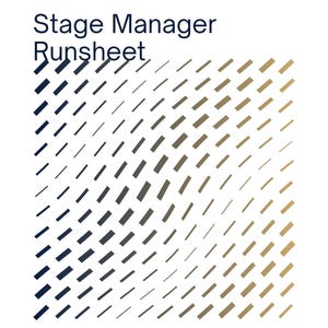 May include: A white document titled "Stage Manager Runsheet" with the text "EVENTDECK CORPORATE EVENTS" at the top. The document has a pattern of diagonal lines in shades of blue and gold. The document is an Excel template for 2026.