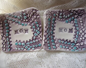 Purple and Blue Small Ceramic Dishes Gift for Mom Holidays Stocking Stuffer