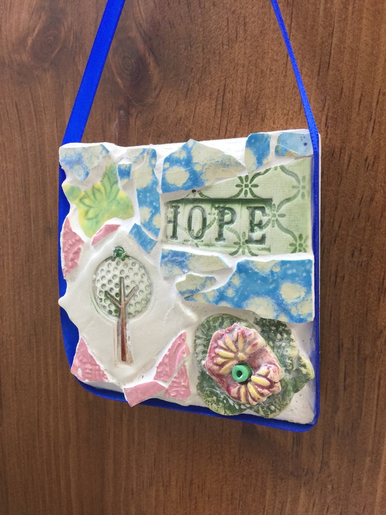 Hope Mosaic Ceramic Art Tile Trivet Handmade Holidays Gift for Etsy