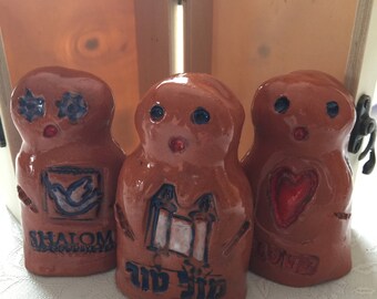 GOLEM One of a Kind Jewish Shalom, Love and Mazel Tov Torah Bar Mitzvah Magical Mythical Protector Ceramic Figurine