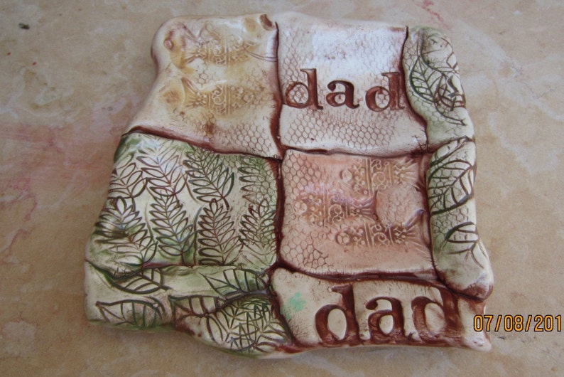 Dish for Dad With Fish and Leaf Quilted Design Ceramic Dish Gift for Dad Birthday Gift