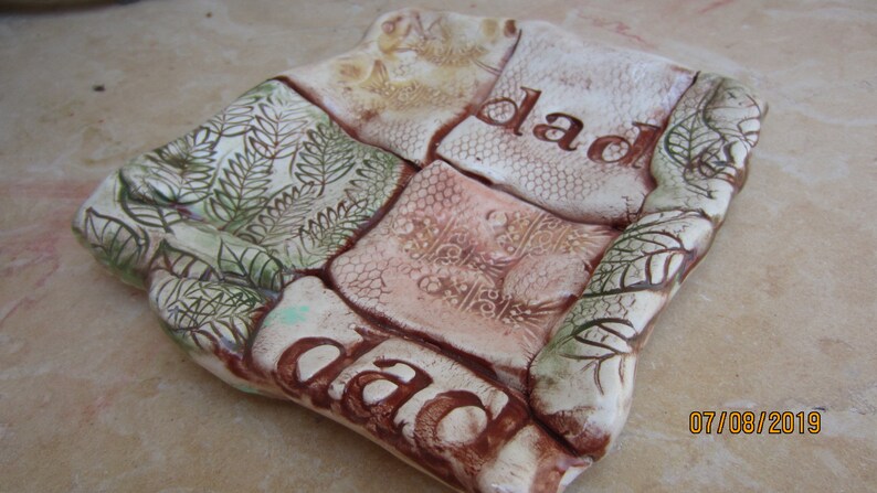 Dish for Dad With Fish and Leaf Quilted Design Ceramic Dish Gift for Dad Birthday Gift