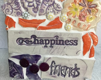 Friendship Mosaic Ceramic Art Tile Trivet Handmade Gift for New Home Gift for Friend