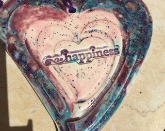 Happiness Heart Ceramic Wall Hanging Holiday Gift for Friend Wall Art Ornament