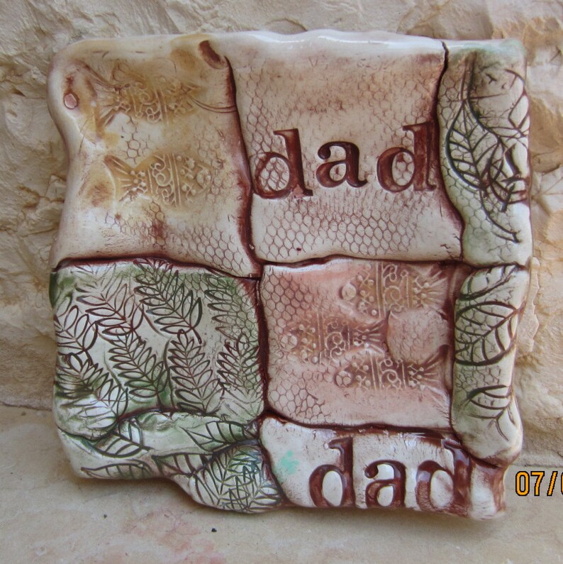 Dish for Dad With Fish and Leaf Quilted Design Ceramic Dish Gift for Dad Birthday Gift