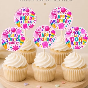 Needoh Squishy Birthday Cupcake Toppers | (Instant Download)