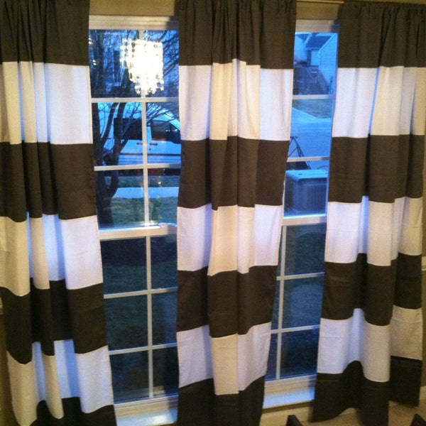 Horizontal Stripe Window Panel Curtain Drape