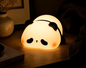 Lámpara de noche LED recargable por USB con forma de panda | Lámpara de noche de silicona sensible al tacto | Decoración para la habitación del bebé o del niño | Regalo adorable y acogedor