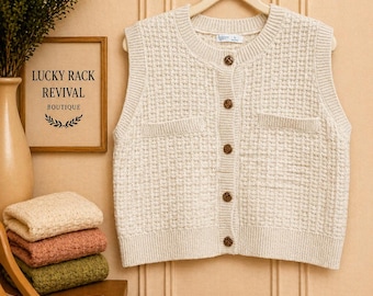 Cream Knit Sweater Vest (Primark – Size L)