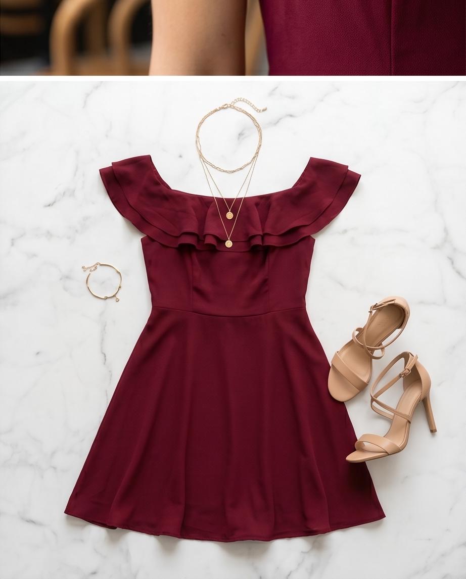 Burgundy off Shoulder Dress - Etsy