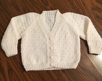 White handknit cardigan