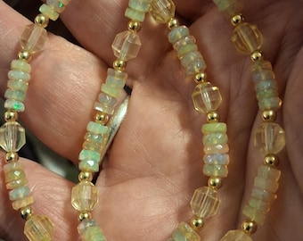 Faceted Ethiopian Opals with faceted citrine