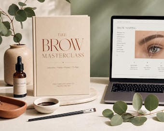 Manual de capacitación para cejas / Formularios de laminación de cejas / Paquete para negocios de salón / Guía editable con plantilla de Canva / Curso de tinte de cejas / Educadora de belleza
