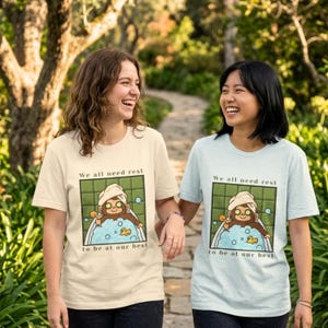 Chill Monkey Bubble Bath Illustration Tee | Self-Care Relaxation Shirt