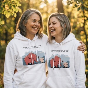 Mother's Day Hoodie Gift | Unisex Pullover Laneseven LS13001 | Mama & Baby Elephant Illustration