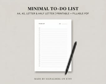 Minimal To Do List Printable PDF, A4 A5 Letter Half Letter, Fillable Checklist, Daily Priority To Do List, Digital Todo List for GoodNotes