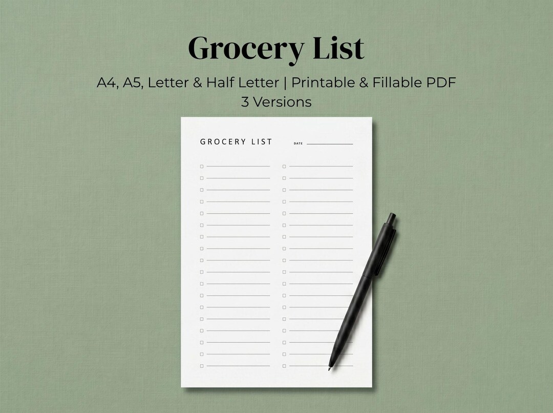 Fillable Ranking List Grocery List Printable & Fillable PDF, 3 Designs, Minimalist Shopping ...