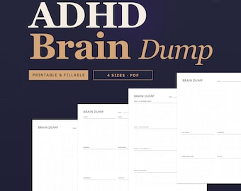 ADHD Brain Dump Printable, 4 Layouts Brain Dump Planner with Tracker, ADHD Daily Planner Pages, Worry Tracker, A5 Letter Fillable PDF